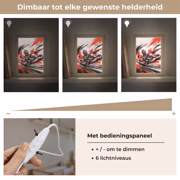 Kart - Coureur - Snelheid - Rood Light Box met kabel (Kinderlampje) klein -USP_dimbaarNL