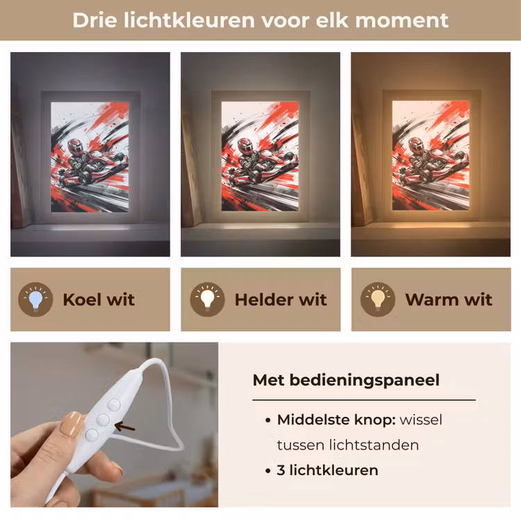 Kart - Coureur - Snelheid - Rood Light Box met kabel (Kinderlampje) klein -USP_lichtkleurNL