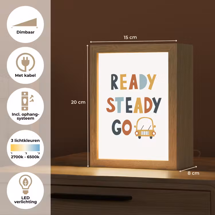 Kinderen - Auto - Wit - Quote - Ready Steady GO Light Box met kabel klein -USP_NL
