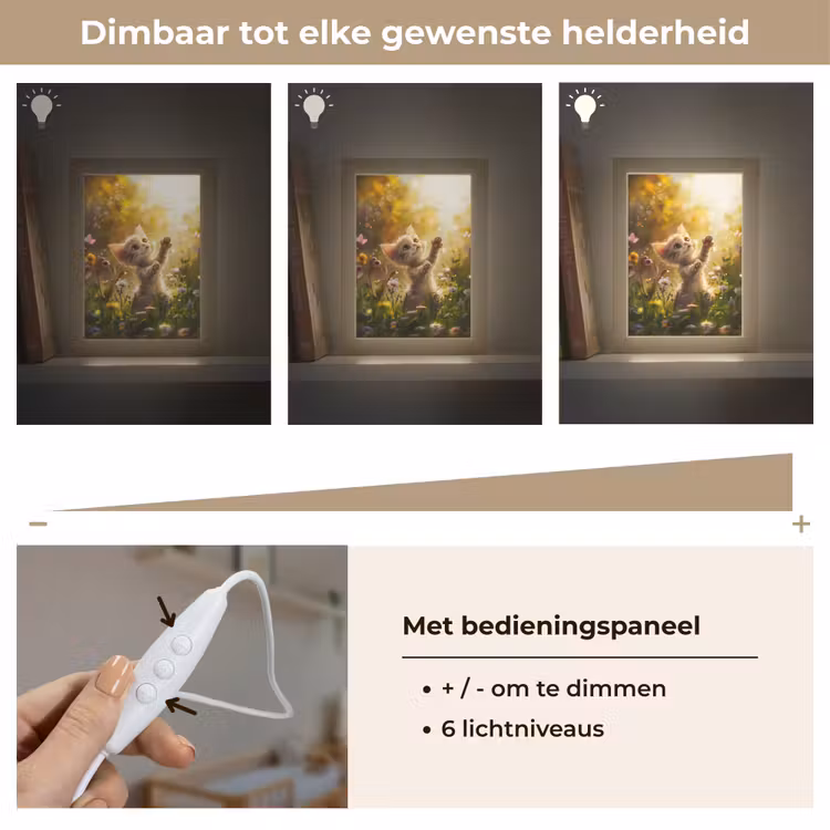 Kitten - Dier - Natuur - Bloemen Light Box met kabel klein -USP_dimbaarNL