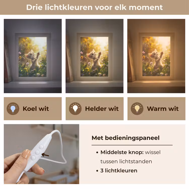Kitten - Dier - Natuur - Bloemen Light Box met kabel klein -USP_lichtkleurNL