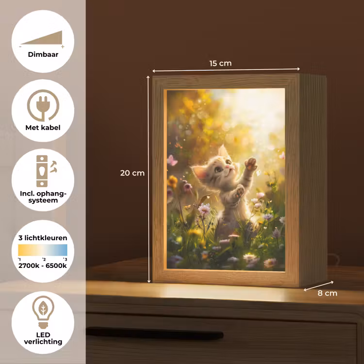 Kitten - Dier - Natuur - Bloemen Light Box met kabel klein -USP_NL