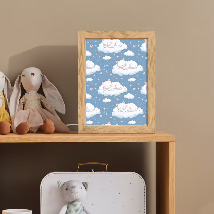 Kitten - Wolken - Blauw Light Box met kabel (Kinderlampje) klein 904 -sfeer2_kind