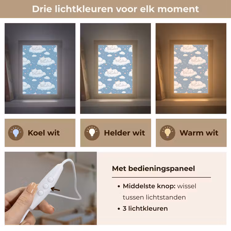 Kitten - Wolken - Blauw Light Box met kabel (Kinderlampje) klein 904 -USP_lichtkleurNL