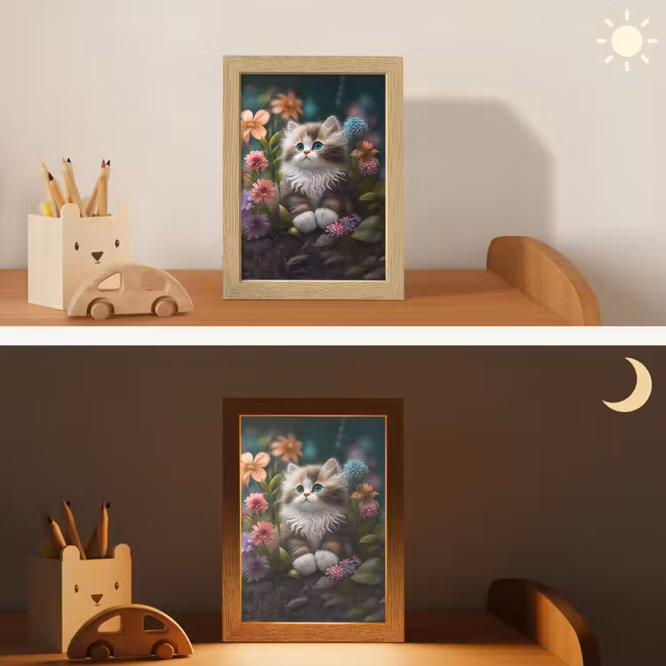 Kitten - Illustratie - Bloemen - Natuur - Kat Light Box met kabel klein -sfeer3_kind