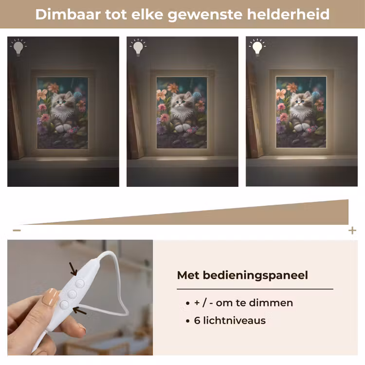 Kitten - Illustratie - Bloemen - Natuur - Kat Light Box met kabel klein -USP_dimbaarNL