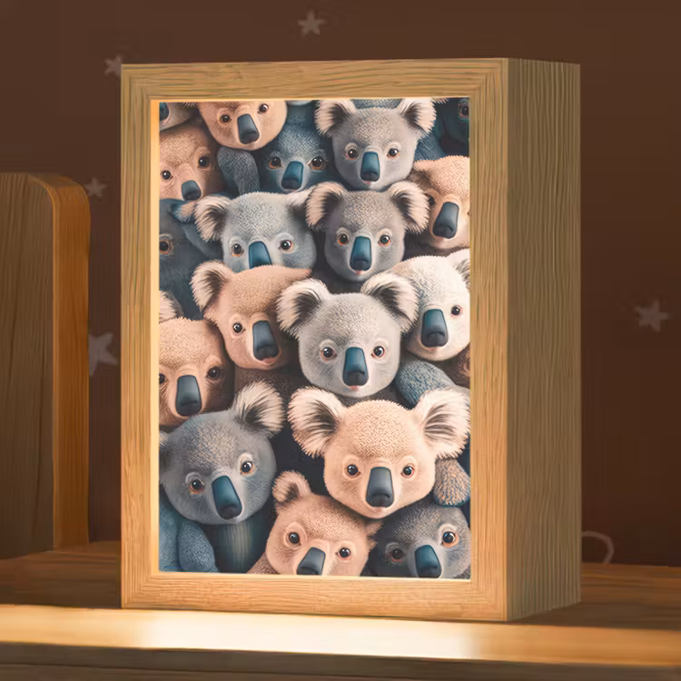 Koala - Dieren - Patronen - Grijs - Bruin - Kinderen Light Box met kabel klein -zzz_3d_website