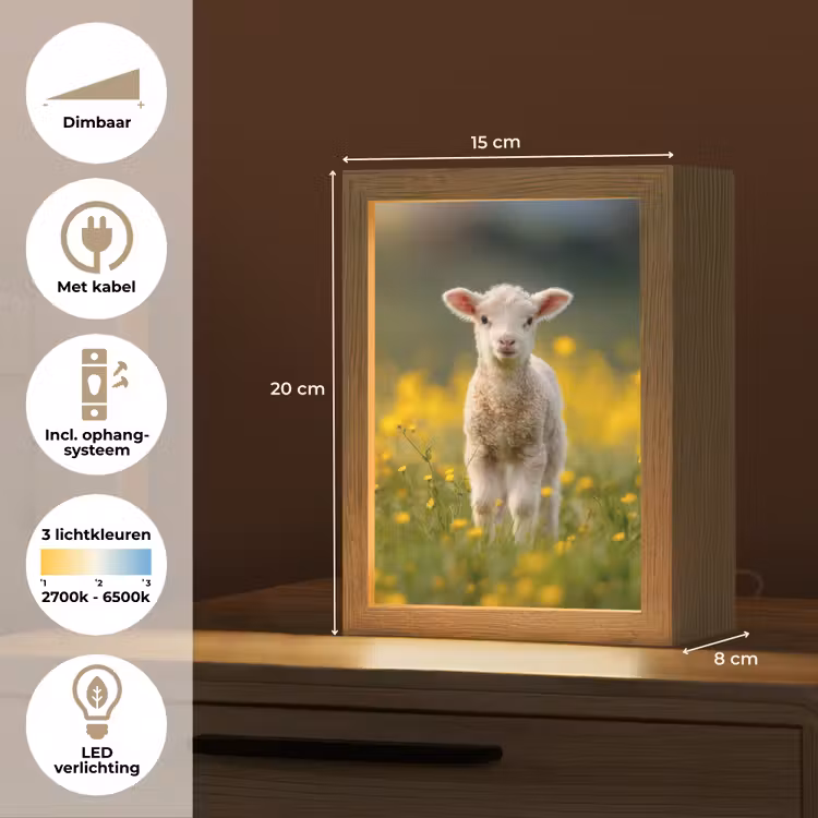 Lammetje - Gras - Bloemen - Geel Light Box met kabel klein -USP_NL