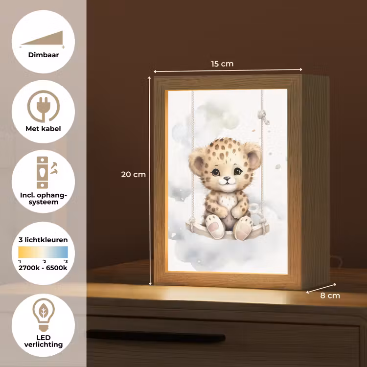 Luipaard - Dier - Kinderen Light Box met kabel klein -USP_NL