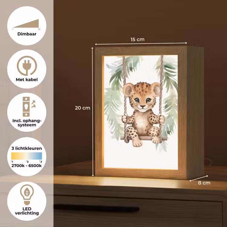 Luipaard - Dier - Kinderen - Jungle Light Box met kabel klein -USP_NL