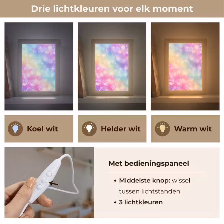 Licht - Regenboog - Hartjes Light Box met kabel klein -USP_lichtkleurNL