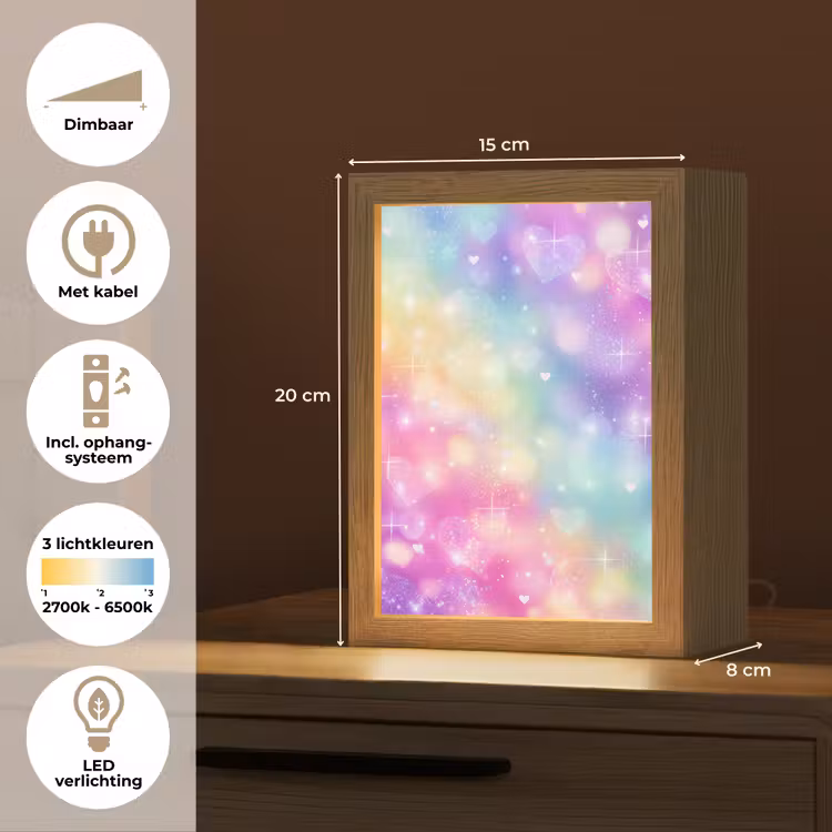 Licht - Regenboog - Hartjes Light Box met kabel klein -USP_NL