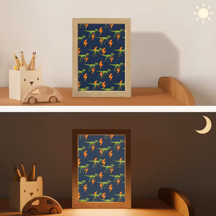Bliksemschichten - Oranje - Dinosaurussen Light Box met kabel klein -sfeer3_kind