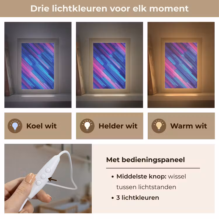Lijnen - Abstract - Patroon - Donkerblauw Light Box met kabel klein -USP_lichtkleurNL