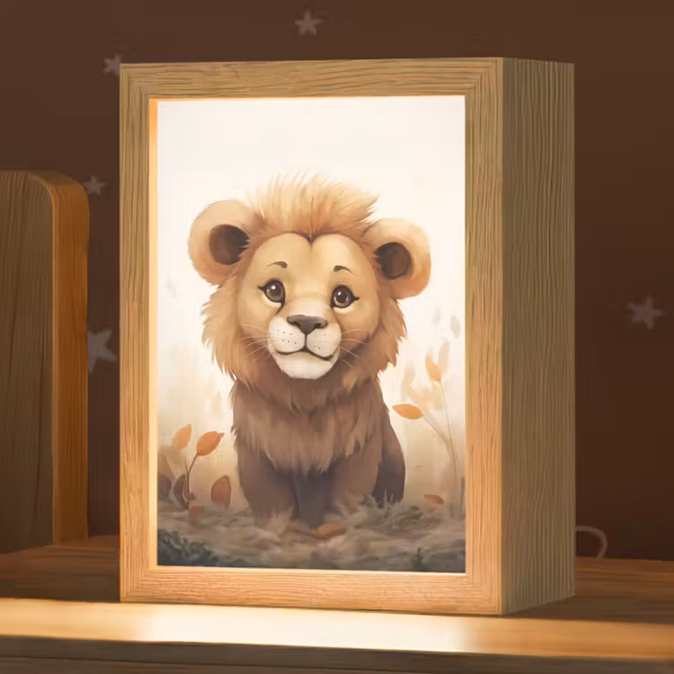 Leeuw - Dieren - Kinderen - Bruin - Meisje Light Box met kabel klein -zzz_3d_website