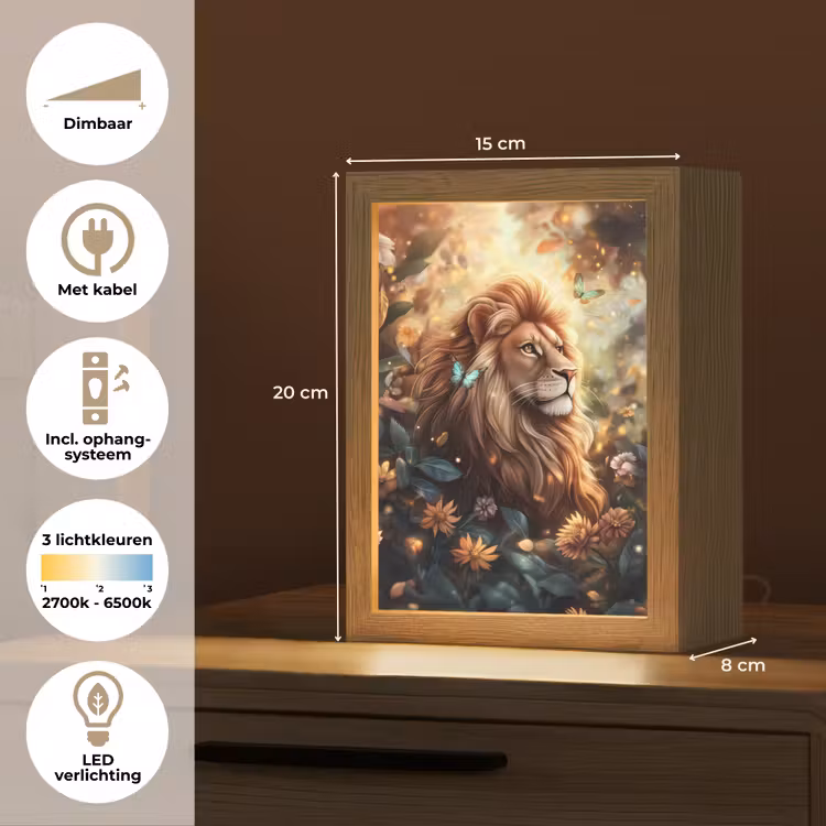 Leeuw - Dieren - Bloemen - Jungle Light Box met kabel klein -USP_NL