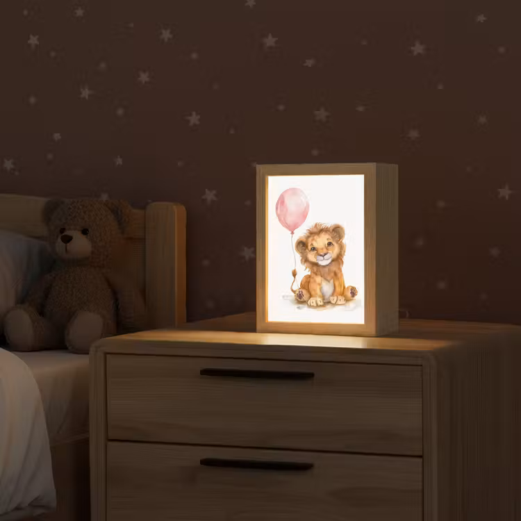Leeuw - Baby dier - Dieren - Roze ballon Light Box met kabel klein -sfeer1_kind