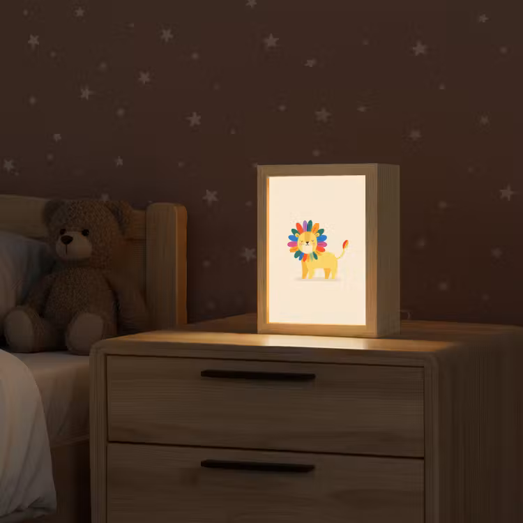 Leeuw - Kleurrijke manen - Beige Light Box met kabel klein -sfeer1_kind