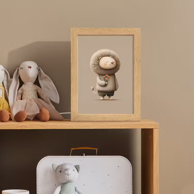 Leeuw - Oranje bloemen - Vriendelijk Light Box met kabel klein -sfeer2_kind