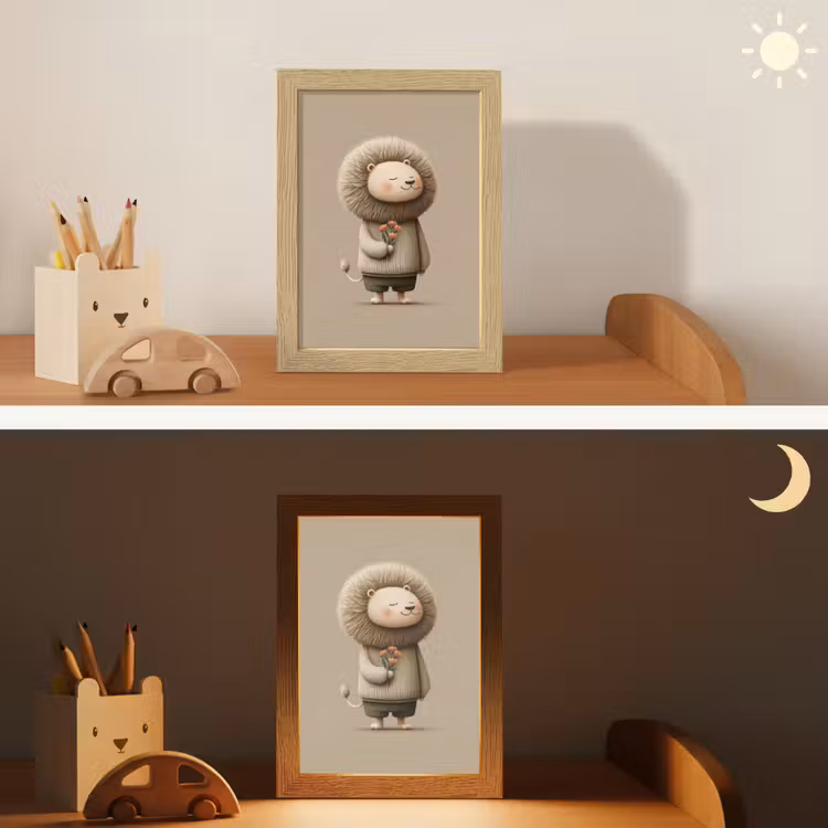 Leeuw - Oranje bloemen - Vriendelijk Light Box met kabel klein -sfeer3_kind