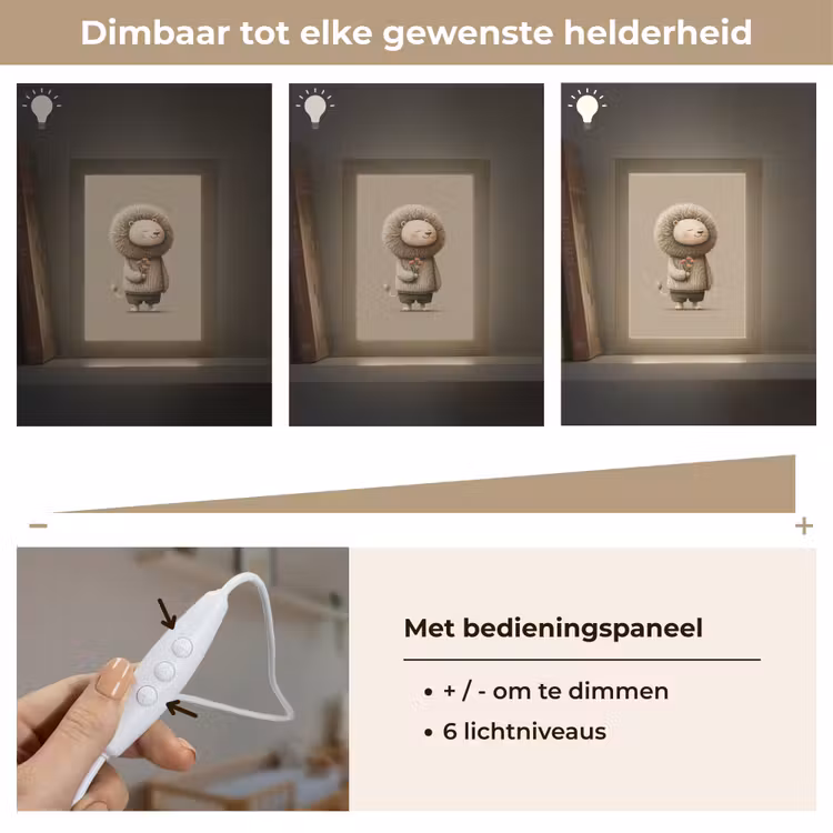 Leeuw - Oranje bloemen - Vriendelijk Light Box met kabel klein -USP_dimbaarNL