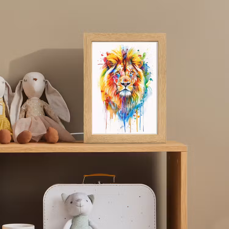 Leeuw - Verf - Kleurrijk - Wit - Dier Light Box met kabel klein -sfeer2_kind