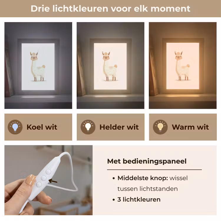 Lama - Dieren - Boerderij - Pastel Light Box met kabel klein -USP_lichtkleurNL
