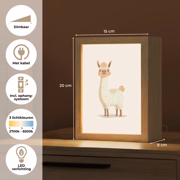 Lama - Dieren - Boerderij - Pastel Light Box met kabel klein -USP_NL