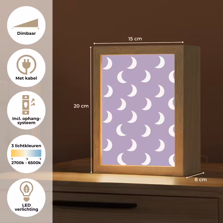 Manen - Patroon - Paars Light Box met kabel (Kinderlampje) klein 904 -USP_NL