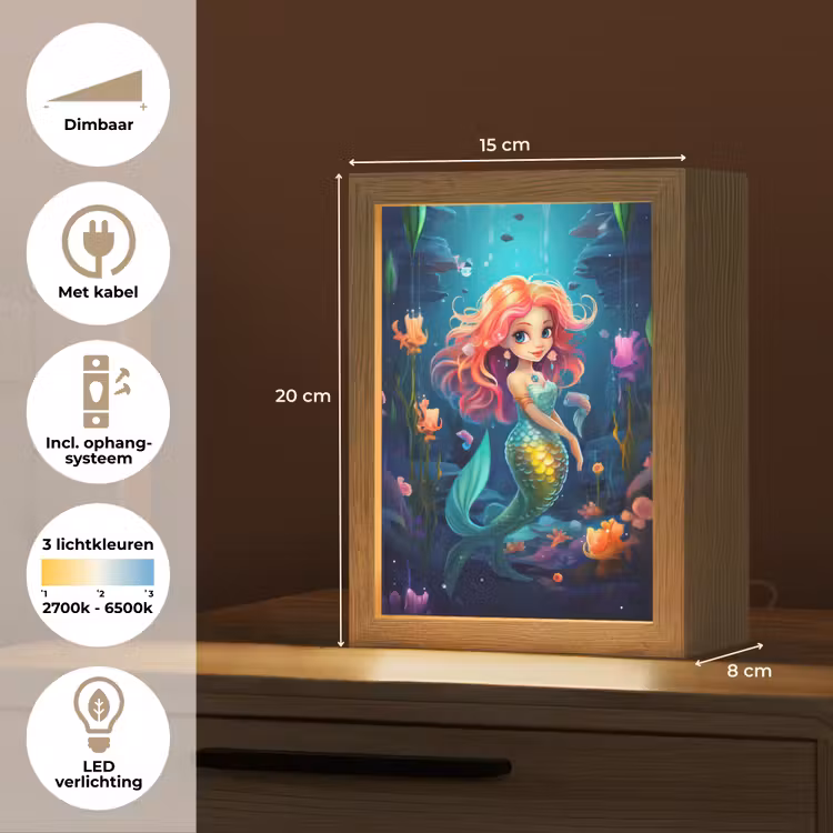 Zeemeermin - Bloemen - Onderwater - Meisjes - Kind Light Box met kabel klein -USP_NL