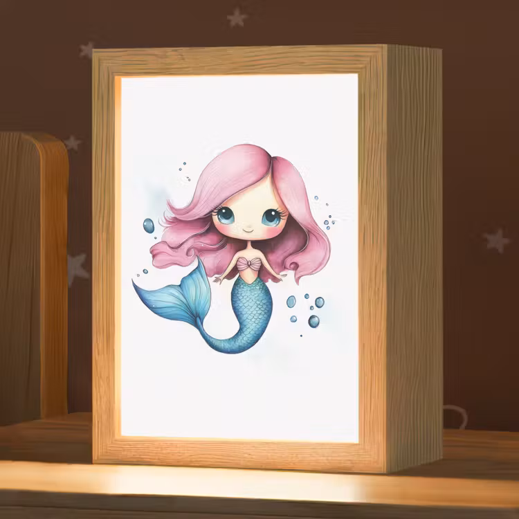 Zeemeermin - Roze - Luchtbellen Light Box met kabel klein -zzz_3d_website