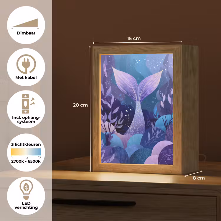 Zeemeerminnenstaart - Onderwaterplanten - Paars - Blauw Light Box met kabel klein -USP_NL