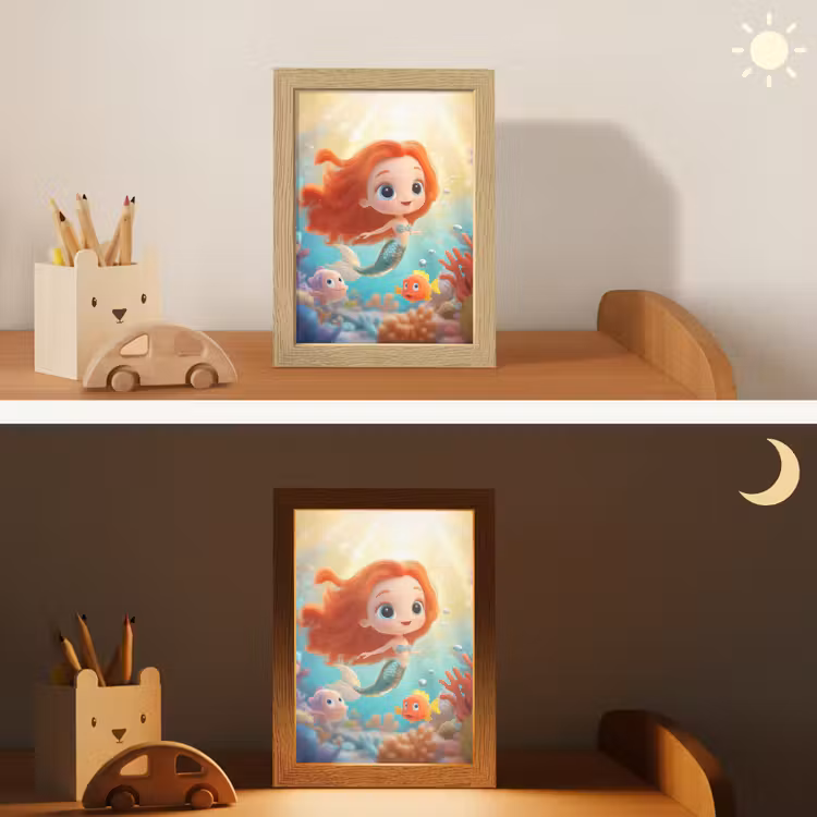 Zeemeermin - Water - Vissen - Rood Light Box met kabel klein -sfeer3_kind
