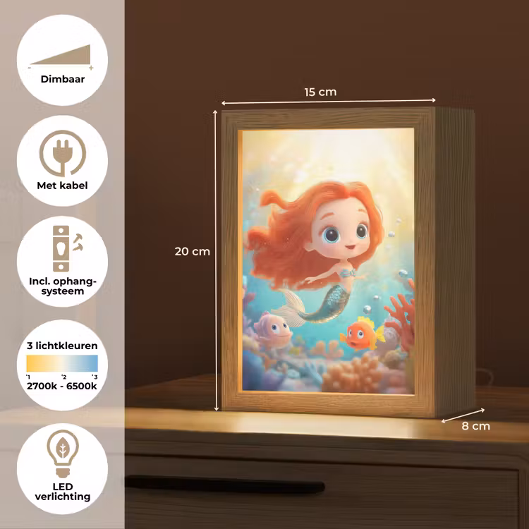 Zeemeermin - Water - Vissen - Rood Light Box met kabel klein -USP_NL