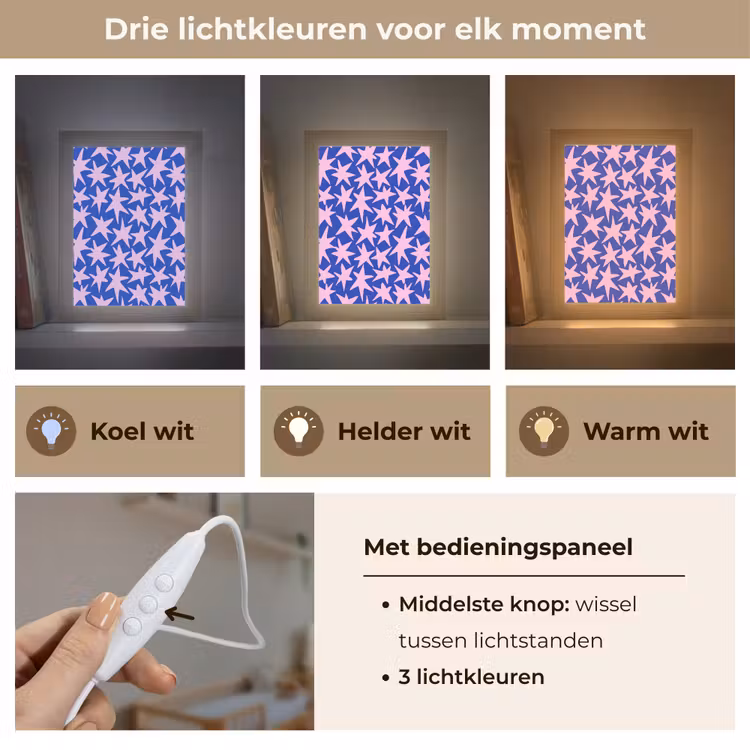 Modern - Sterren - Blauw Light Box met kabel (Kinderlampje) klein 904 -USP_lichtkleurNL