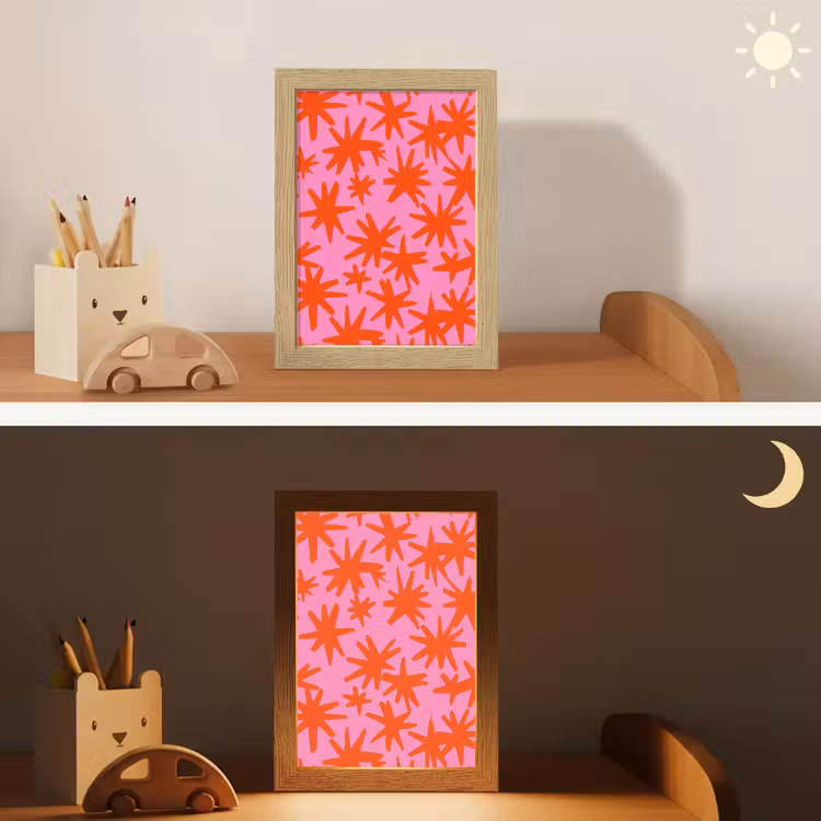 Modern - Sterren - Roze Light Box met kabel (Kinderlampje) klein 904 -sfeer3_kind