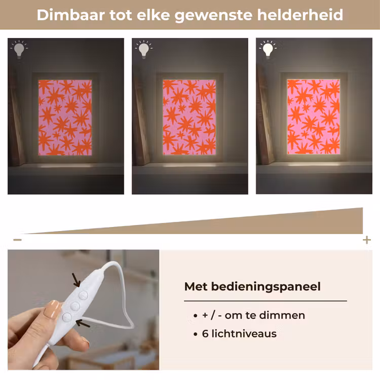 Modern - Sterren - Roze Light Box met kabel (Kinderlampje) klein 904 -USP_dimbaarNL