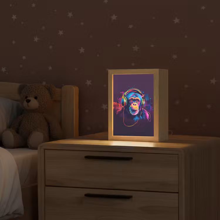 Aap - Koptelefoon - Muziek - Kleurrijk Light Box met kabel klein -sfeer1_kind