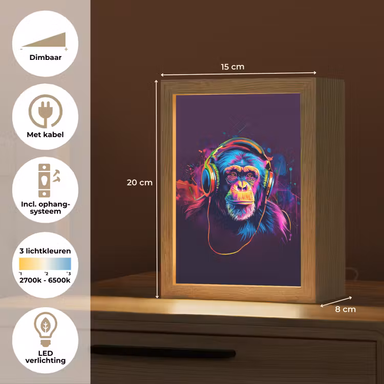 Aap - Koptelefoon - Muziek - Kleurrijk Light Box met kabel klein -USP_NL