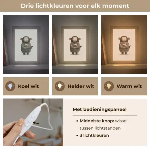 Aap - Roze bloemen - Speels Light Box met kabel klein -USP_lichtkleurNL