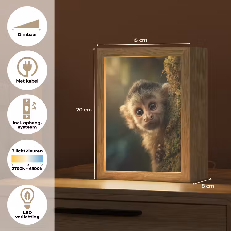 Aap - Boomstronk - Bruin Light Box met kabel klein -USP_NL