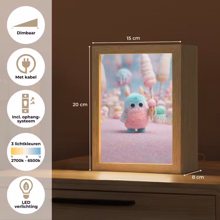 Monster - Pastel - Roze - Snoep Light Box met kabel klein -USP_NL