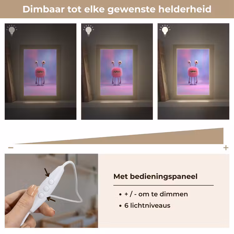 Monster - Roze - Paars Light Box met kabel klein -USP_dimbaarNL