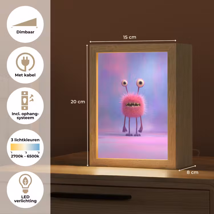 Monster - Roze - Paars Light Box met kabel klein -USP_NL