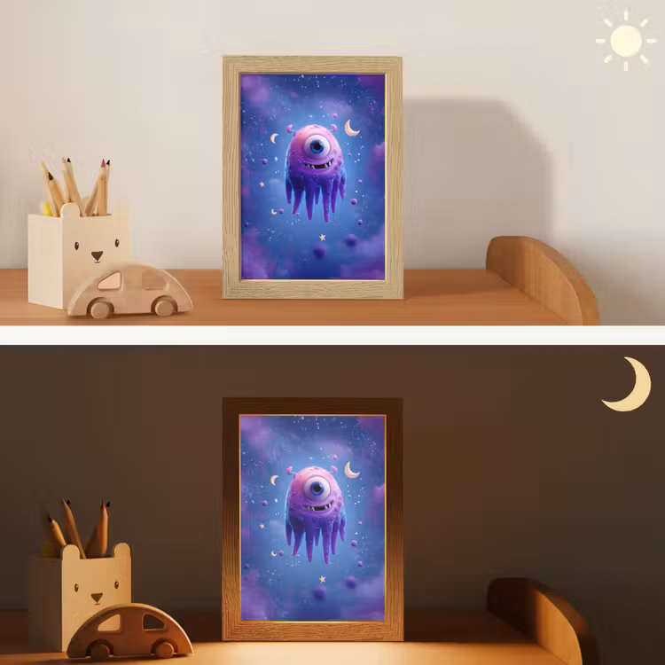 Monster - Ruimte - Sterren - Paars Light Box met kabel klein -sfeer3_kind