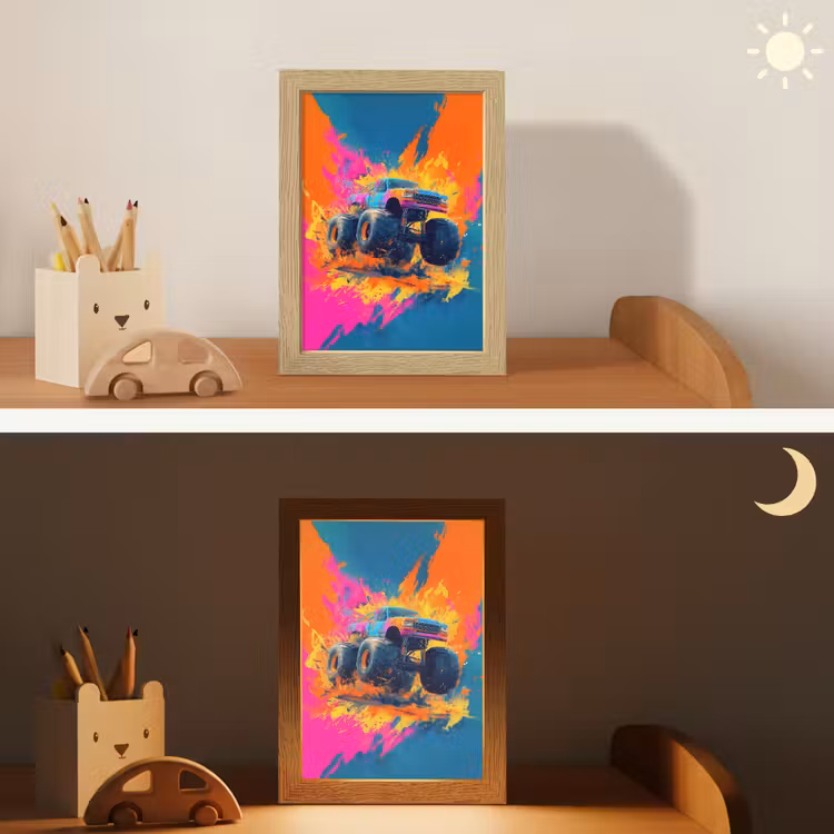 Monstertruck - Abstract - Verfspatten - Kleurrijk Light Box met kabel klein -sfeer3_kind