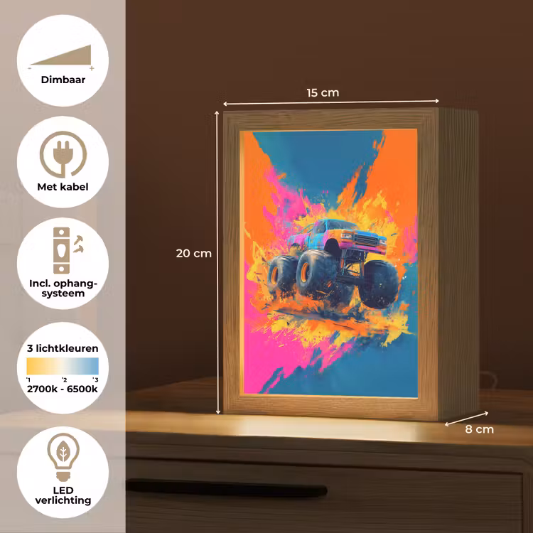 Monstertruck - Abstract - Verfspatten - Kleurrijk Light Box met kabel klein -USP_NL
