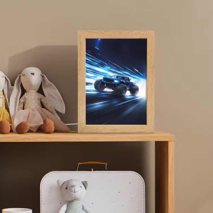 Monstertruck - Blauw - Neon - Lichten Light Box met kabel klein -sfeer2_kind