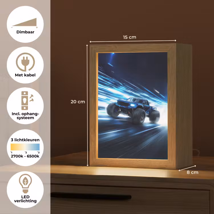 Monstertruck - Blauw - Neon - Lichten Light Box met kabel klein -USP_NL