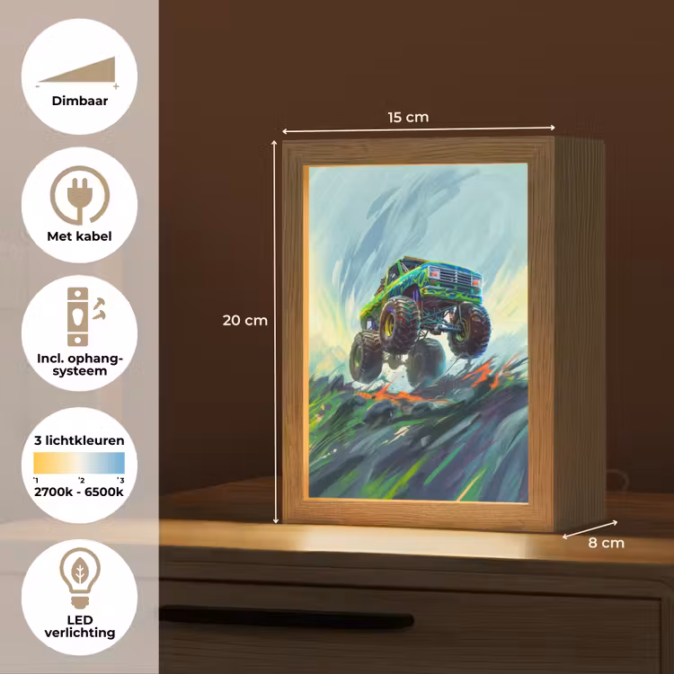 Monstertruck - Auto - Jongens - Groen Light Box met kabel klein -USP_NL